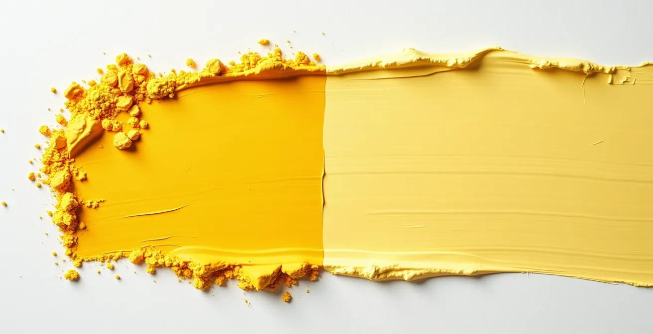 Comparaison visuelle entre jaune moutarde et jaune citron sous lumière naturelle française