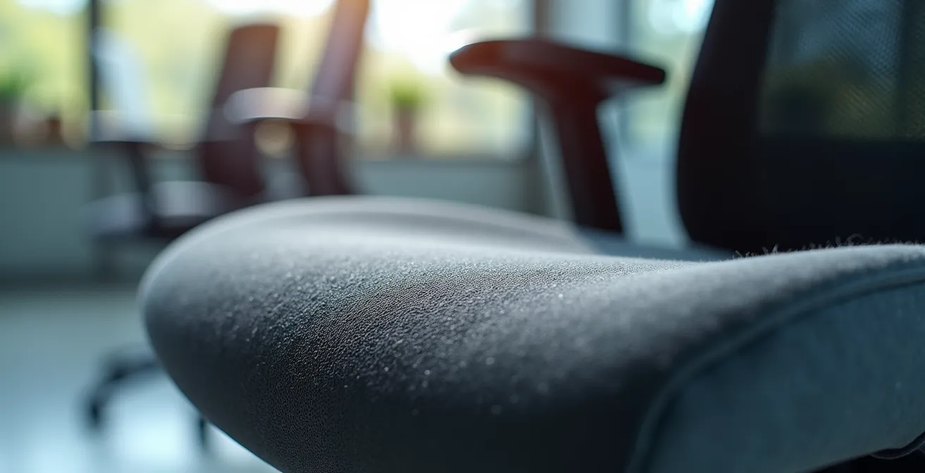 Détail macro de la texture et densité d'une mousse ergonomique de qualité