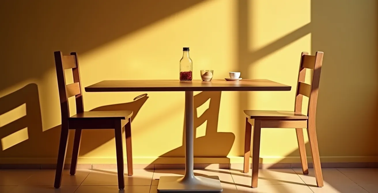 Comparaison visuelle de positions assises à différentes hauteurs par rapport à une table