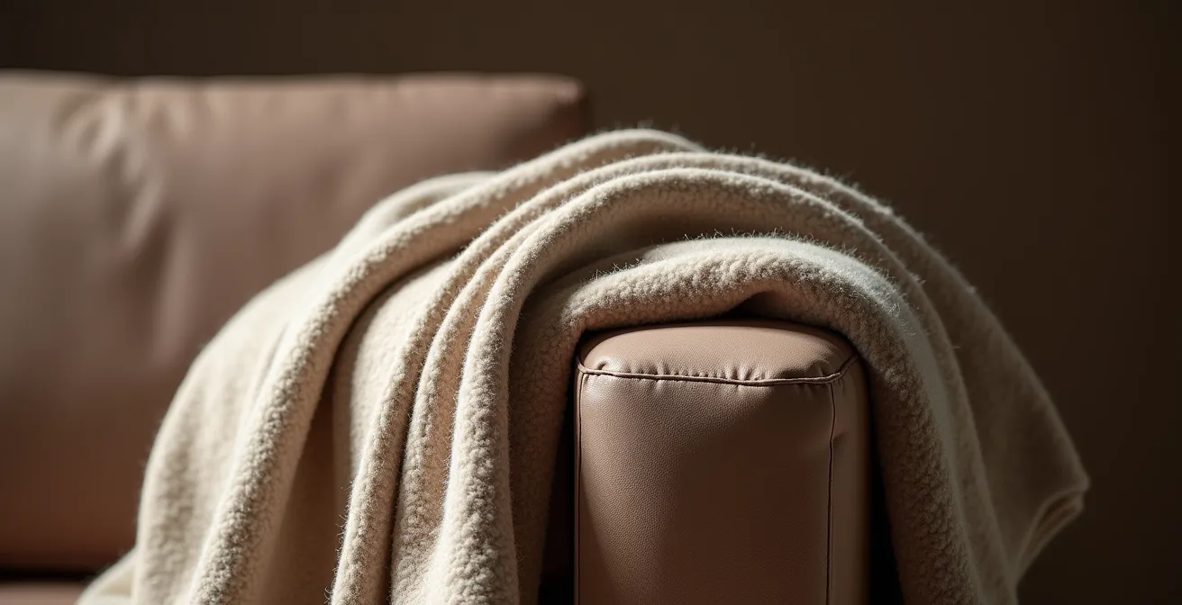 Plaid en laine drapé avec élégance sur un canapé design dans un style français raffiné