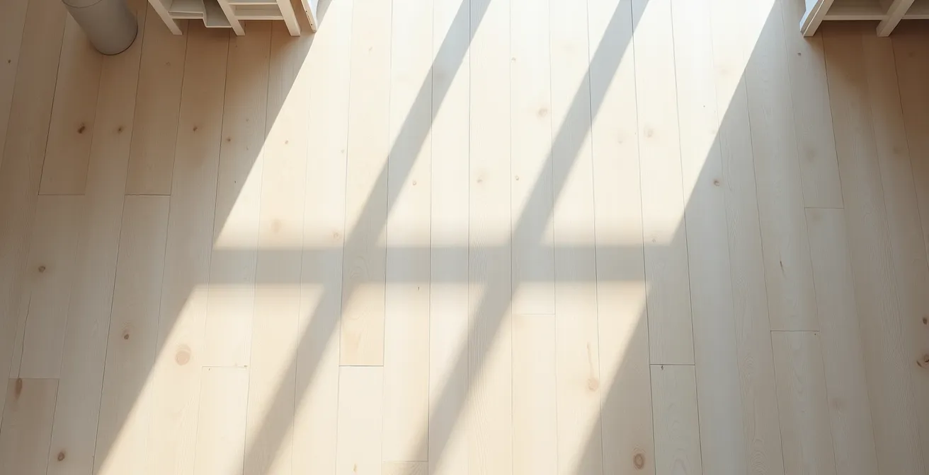 Vue du dessus d'un appartement montrant les zones de circulation avec mesures de 90cm entre les meubles