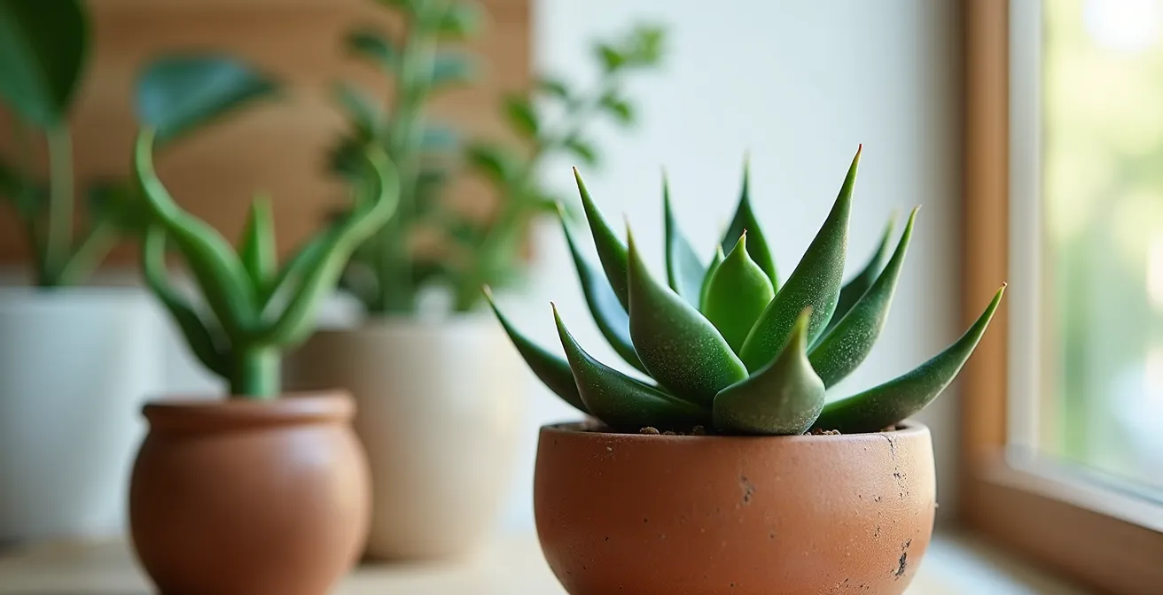 Coin végétal scandinave avec plantes adaptées à la luminosité des intérieurs français