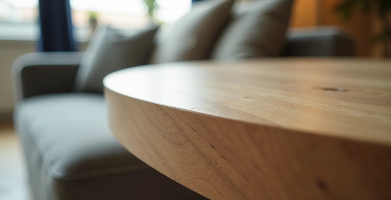 Table ronde style bistrot dans un salon compact avec circulation fluide