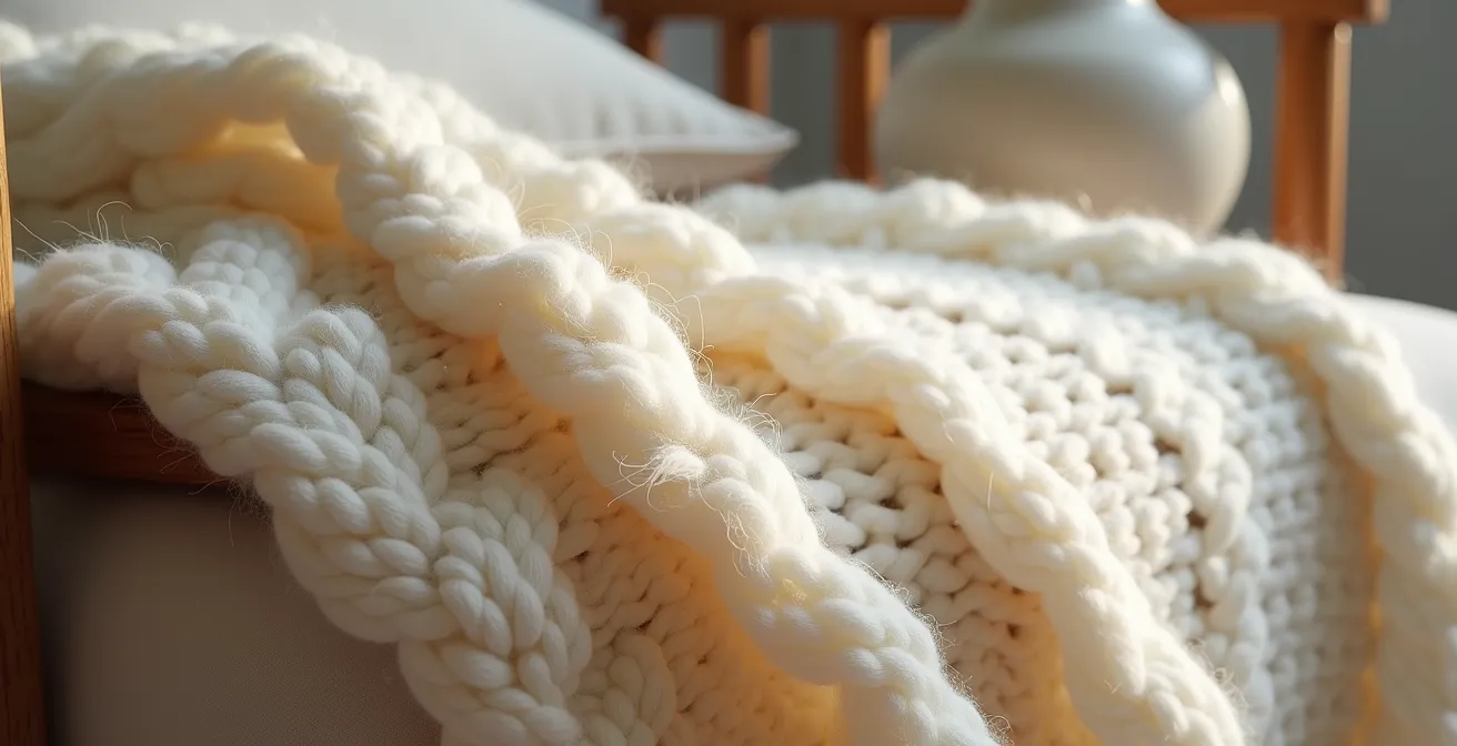 Gros plan sur l'association de différentes textures dans un intérieur scandinave